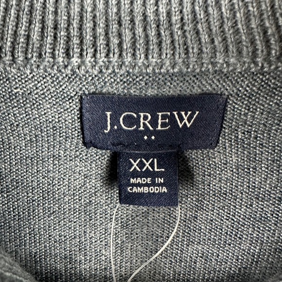 J. Crew Mens Merino Wool Blend Quarter Zip Sweater Grey Size XXL NWT - Picture 4 of 7